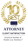 10 BEST 2015 - 2018 | Attorney Client Satisfaction | American Institute of Family Law Attorney
